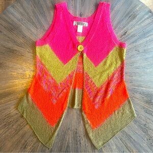 Curio Y2K Colorblock Knit Statement Vest –‎ Size Medium | Hi-Lo Hem